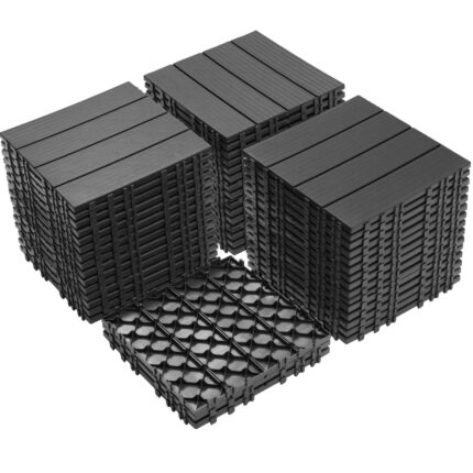 44-Pack 12"x12" Light Gray Plastic Interlocking Deck Tiles – Waterproof All-Weather Outdoor Flooring for Patio, Garden, Poolside & Yard