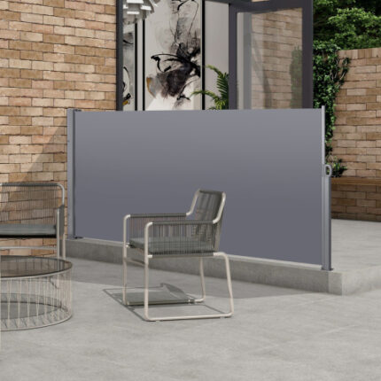 Dark Grey Retractable Side Awning | Heavy-Duty UV & Waterproof Privacy Screen | 118.1" x 62.99" Coverage for Outdoor Spaces