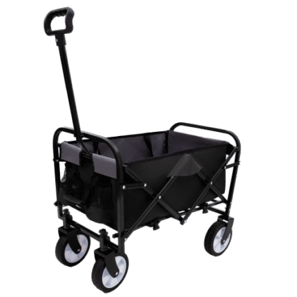 Minimeetall Collapsible Foldable Wagon Cart with Strapping - 225lbs Support, Black, Ideal for Beach, Grocery Runs & Outdoor Adventures