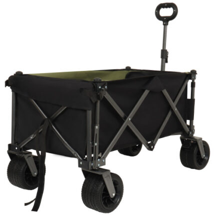 300L 400LBS Heavy-Duty Collapsible Wagon: 49" Extra Long with Tailgate, 7"x4" All-Terrain Wheels - Ideal for Beach, Garden, Sports & Camping