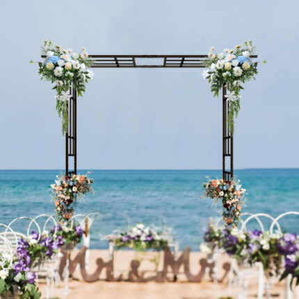 Adjustable Metal Garden Arch - Expandable W68.11"~W94.29" (173-240 cm) Climbing Plant Support Frame for Roses & Vines, Black Steel Structure for Outdoor Landscaping & Garden Decor