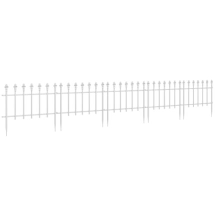 Outsunny 5-Pack White Metal Decorative Garden Fence Panels - 9.2' x 17.25", Ideal for Landscape, Flower Bed, Yard Decor & Animal Barrier