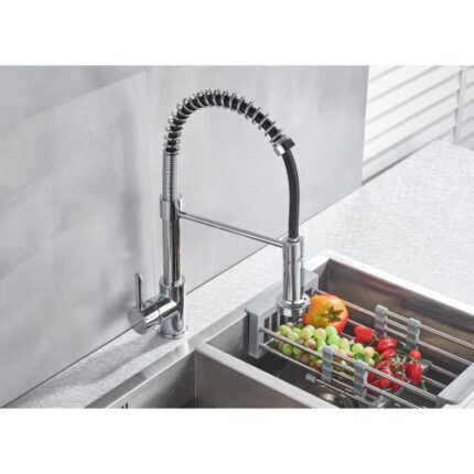 Modern Single Handle Pull-Down Kitchen Sink Faucet with Sprayer – Smooth 360° Swivel Spout, High-Arc Design for Easy Dishwashing