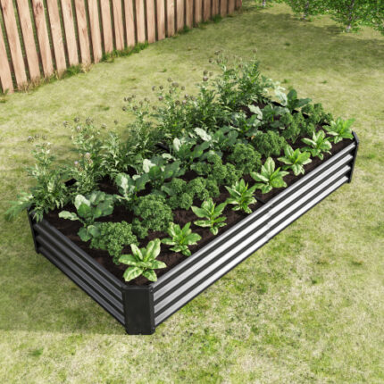6×3×1ft Black Metal Raised Garden Bed - Rectangle Planter for Vegetables, Flowers & Herbs - Outdoor Gardening Solution