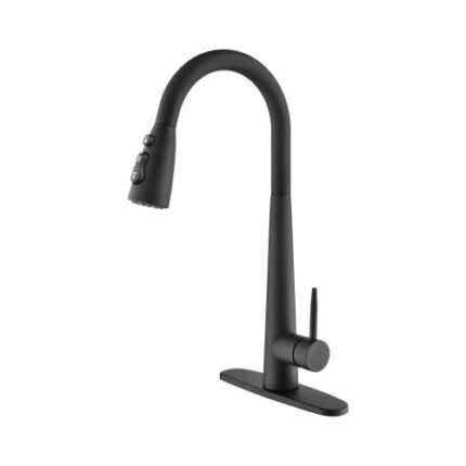 Stainless Steel Kitchen Faucet with Pull-Down Sprayer - Matte Black Finish, Single Handle, 360° Swivel Spout, Commercial-Grade Durability for Modern Kitchens