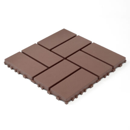 44-Pack 12"x12" Brown Plastic Interlocking Decking Tiles | Waterproof All-Weather for Backyard & Pool Decks