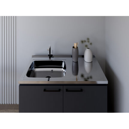 Burwood Black Utility Sink Cabinet for Kitchen – Durable Storage Solution