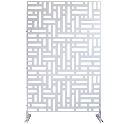 Instant Privacy Makeover! 76" H×48" W Freestanding Metal Screen | All-Weather Elegance for Balconies & Lawns | Stunning PS103 White