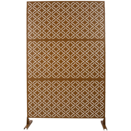 76" H×48" W Freestanding Metal Privacy Screen | Tool-Free Setup | Heavy-Duty All-Weather Build | Ideal for Indoor/Outdoor Use | PS107 Brown