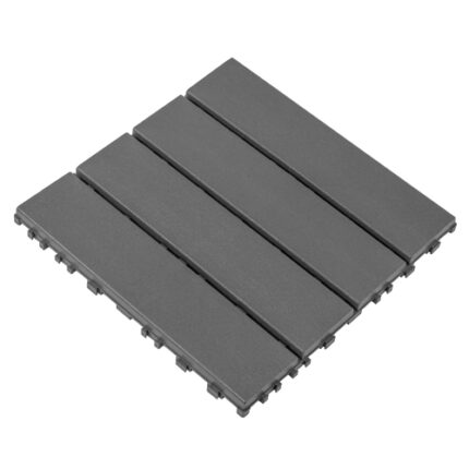 44-Pack 12" x 12" Dark Gray Plastic Interlocking Decking Tiles | Waterproof for All-Weather Backyard & Pool Use
