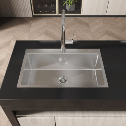 30"x19" Single Bowl Overmount Stainless Steel Kitchen Sink (Brushed Nickel) - Handcrafted with US Standard Drain & Hook