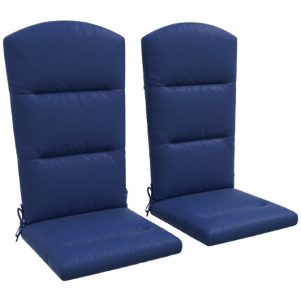 Outsunny 2-Pack Adirondack Chair Cushions (59x20.5x2in) - Water-Repellent Outdoor Seat & Back Cushions with Ties, for Fire Pit Chairs & Patio Seating, Blue