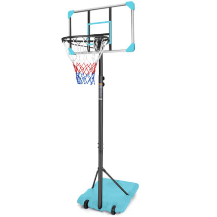 Portable Basketball Goal System for Teenagers/Youth – 28-Inch Backboard Hoop, 5.6-7ft Height Adjustable, with Stable Base & Wheels, Indoor/Outdoor Use